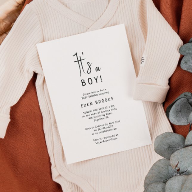 Simple Modern Neutral Its A Boy! Baby Shower Invitation (Creator Uploaded)