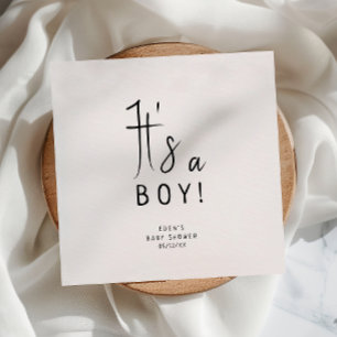 Simple Modern Neutral It's A Boy! Baby Shower Napkin
