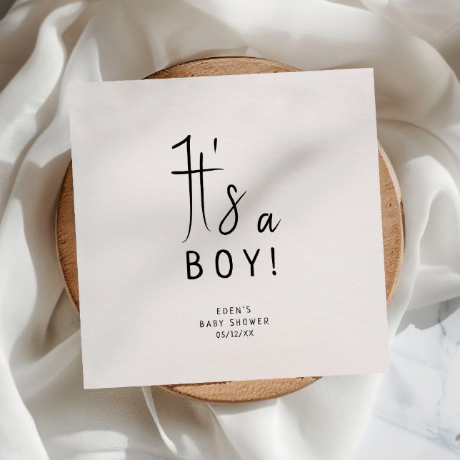 Simple Modern Neutral It's A Boy! Baby Shower Napkin (Creator Uploaded)