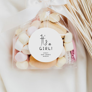 Simple Modern Neutral It's A Girl Baby Shower Classic Round Sticker