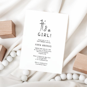 Simple Modern Neutral Its A Girl! Baby Shower Invitation