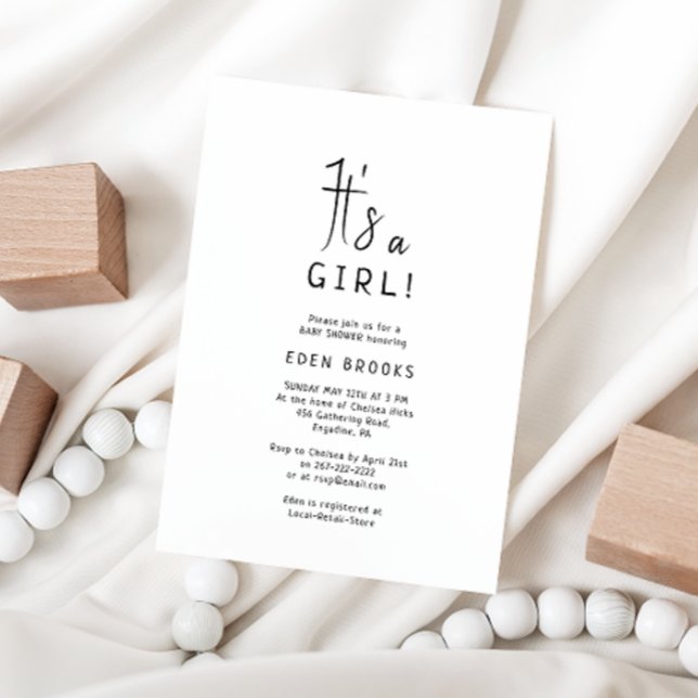 Simple Modern Neutral Its A Girl! Baby Shower Invitation (Creator Uploaded)