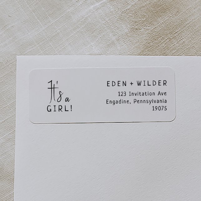 Simple Modern Neutral It's A Girl Return Address (Creator Uploaded)