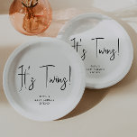Simple Modern Neutral It's Twins Baby Shower Paper Plate<br><div class="desc">Celebrate your little one with our simple modern neutral it's twins baby shower paper plates, featuring a minimalist black-and-white design that is modern and pretty. With its clean, boho-inspired aesthetic, the contemporary, gender-neutral vibe is perfect for welcoming a baby boy or girl in any season—whether it's fall, winter, spring, or...</div>