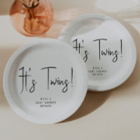 Simple Modern Neutral It's Twins Baby Shower
