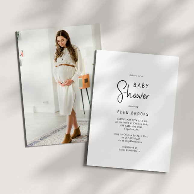 Simple Modern Neutral Photo Baby Shower Invitation (Creator Uploaded)