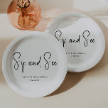 Simple Modern Neutral Sip And See Paper Plate<br><div class="desc">Celebrate your little one with our simple modern neutral sip and see paper plates, featuring a minimalist black-and-white design that is modern and pretty. With its clean, boho-inspired aesthetic, the contemporary, gender-neutral vibe is perfect for welcoming a baby boy or girl in any season—whether it's fall, winter, spring, or beyond....</div>