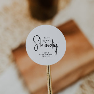 Simple Modern Neutral Tiny Human Shindig Favour Classic Round Sticker