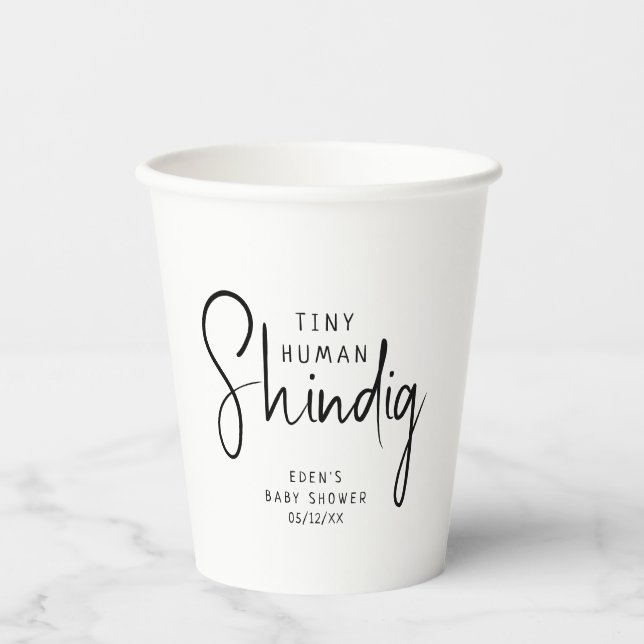 Simple Modern Neutral Tiny Human Shindig Paper Cups (Front)