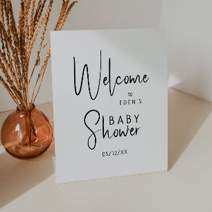 Simple Modern Neutral Welcome Baby Shower Pedestal Sign