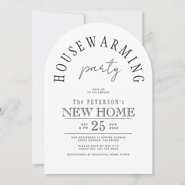 Simple modern new house housewarming party invitation (Front)