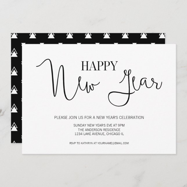 Simple Modern New Year's Eve Party Invitation Card (Front/Back)