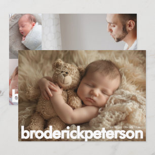 Simple Modern Newborn Photo Birth Announcement