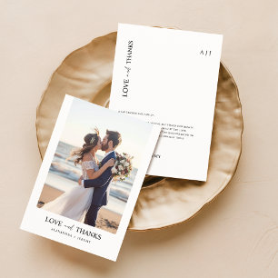 Simple Modern Newlyweds Wedding Photo Thank You Card