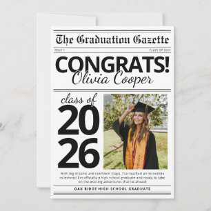Simple Modern Newspaper Graduation Announcement