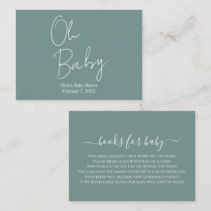 Simple Modern Oh Baby Sage Green Baby Shower Enclosure Card