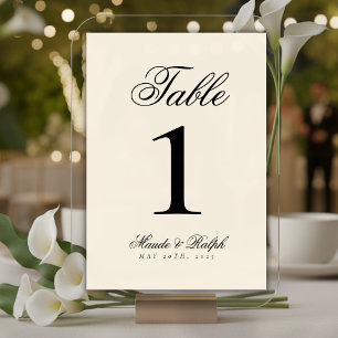 Simple Modern Old Money Black and Cream Wedding Table Number
