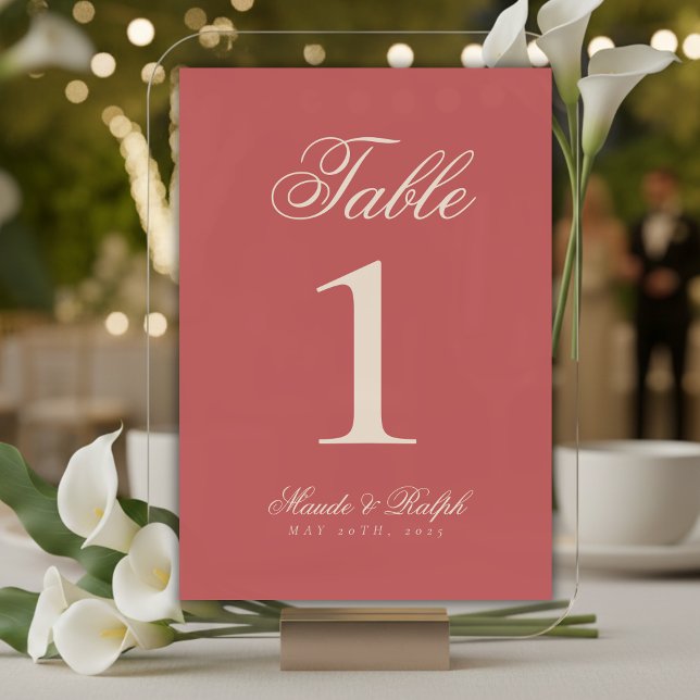 Simple Modern Old Money Rose Wedding Table Number (Guide guests to their seats with sophistication using these Simple Modern Old Money Table Numbers!)