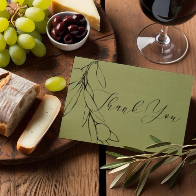 Simple Modern Olive Green Olive Branch  Thank You Card (Creator Uploaded)
