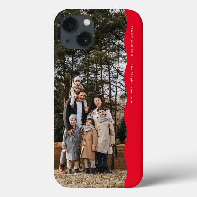 Simple modern one photo wavy edge trendy red Case-Mate iPhone case (Back)