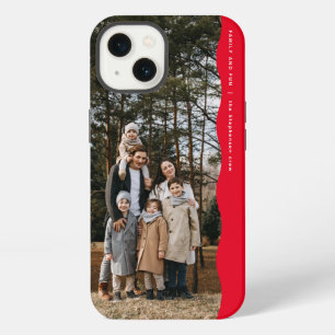 Simple modern one photo wavy edge trendy red iPhone 13 case