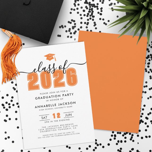Simple Modern Orange Graduation Party Invitation (Simple Modern Orange Graduation Party Invitation)