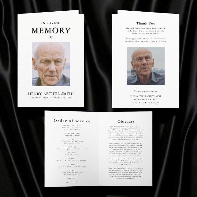 Simple modern order of service memorial Card (Creator Uploaded)