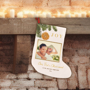 Simple Modern Our First Christmas Newlywed Citrus Small Christmas Stocking