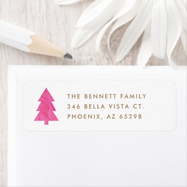 Simple Modern Paper Christmas Tree Return Address (Insitu)