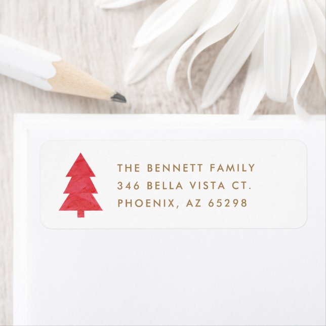 Simple Modern Paper Christmas Tree Return Address (Insitu)