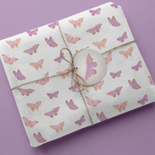 Simple Modern Pastel Butterflies Pattern Wrapping Paper