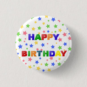 Simple Modern Pastel Star colourful birthday party 3 Cm Round Badge