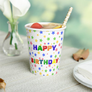 Simple Modern Pastel Star colourful birthday party Paper Cups