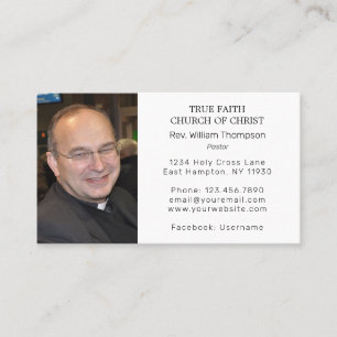 Simple Modern Pastor Photo Religious Church Business Card