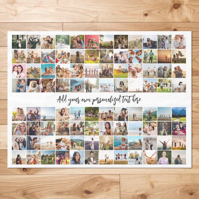 Simple Modern Personalised 96 Photo Collage Tablecloth (Creator Uploaded)