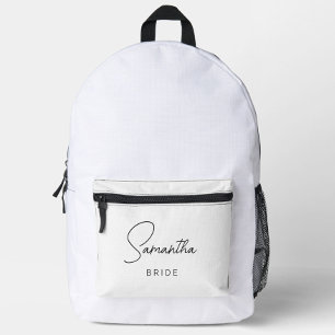 Simple Modern Personalised Bride Printed Backpack