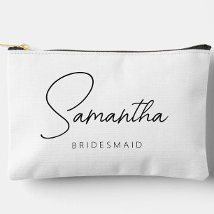 Simple Modern Personalised Bridesmaid Makeup Accessory Pouch