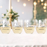 Simple Modern Personalised Bridesmaid Proposal Stemless Wine Glass<br><div class="desc">Looking for a chic, trendy, yet simple gift for your Bridesmaids? These modern script stemless wine glasses are a practical gift that they can use even after your wedding day! All text, including title and script names, can be changed. You can change the title to fit your wedding party! (ex....</div>
