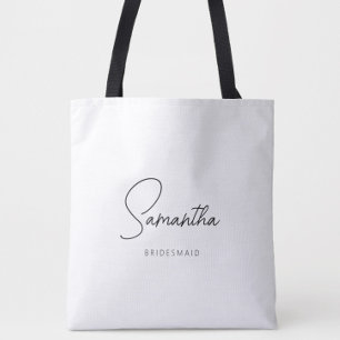 Simple Modern Personalised Bridesmaid Proposal Tote Bag