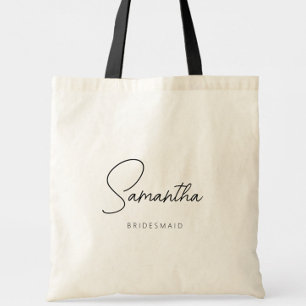 Simple Modern Personalised Bridesmaid Proposal Tote Bag