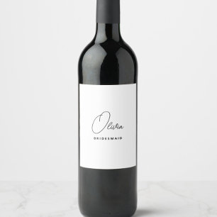 Simple Modern Personalised Bridesmaid Proposal Wine Label