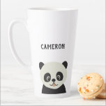 Simple modern Personalised Cute panda cartoon Latte Mug<br><div class="desc">I've developed this illustration style and have enjoyed drawing animals and things in nature. This panda bear in neutral tones is cute and modern. Personalise this mug with a name to a special panda lover.</div>