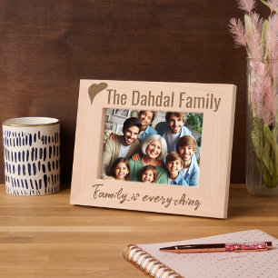 Simple Modern Personalised Family Name, Heart Etched Frames