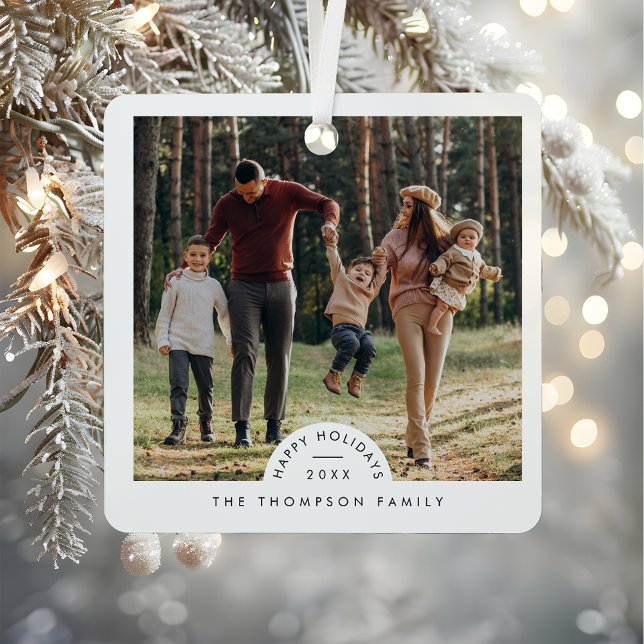 Simple Modern Personalised Family Photo Christmas Ceramic Ornament (Creator Uploaded)