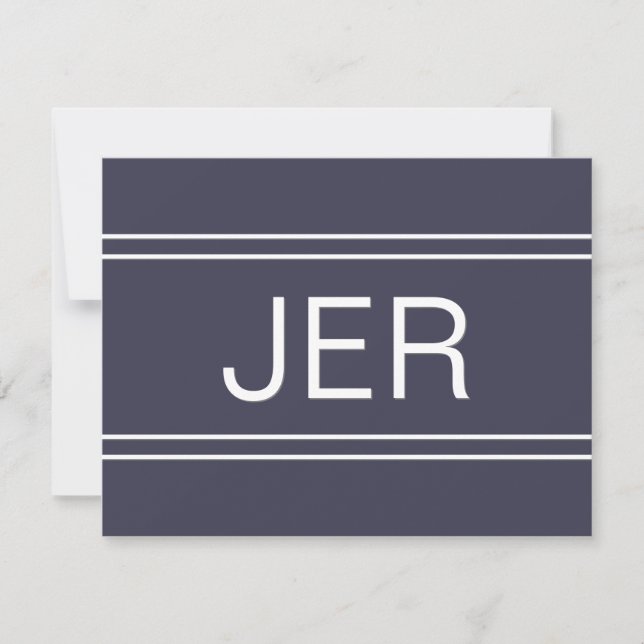 Simple Modern Personalised Monogram Initial Blue Card (Front)