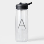 Simple Modern Personalised Monogrammed Water Bottle<br><div class="desc">Simple and modern personalised initial monogram and name on a clear plastic water bottle printed in understated and elegant,  professional-looking name perfect for boys,  teens,  and people who love more subtle designs.</div>
