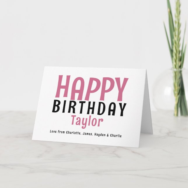 Simple Modern Personalised Name Happy Birthday Card (Front)