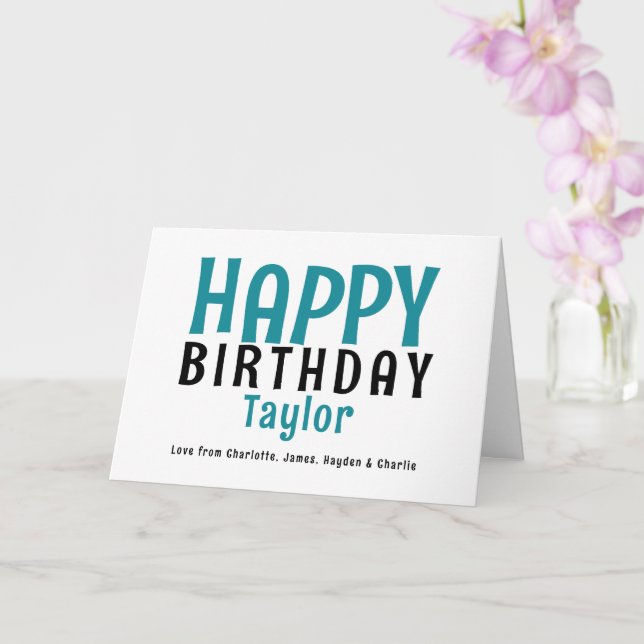 Simple Modern Personalised Name Happy Birthday Card (Orchid)