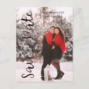 Simple Modern Personalised Photo Engagement Couple Postcard