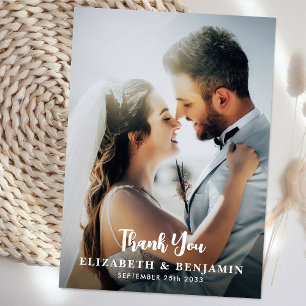 Simple Modern Personalised Photo Wedding Thank You Card